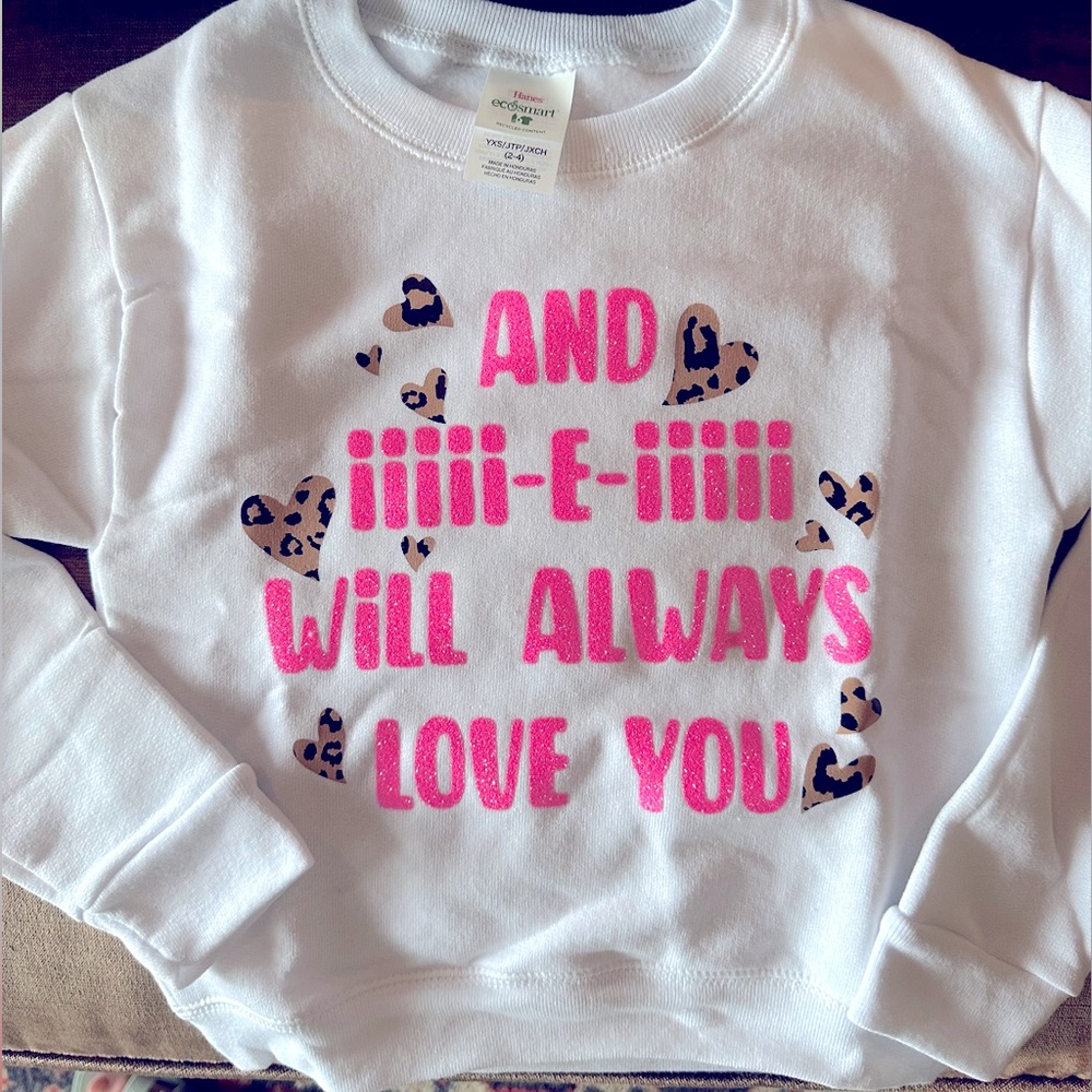Whitney Houston fun lyric white sweatshirt size 3/4T.